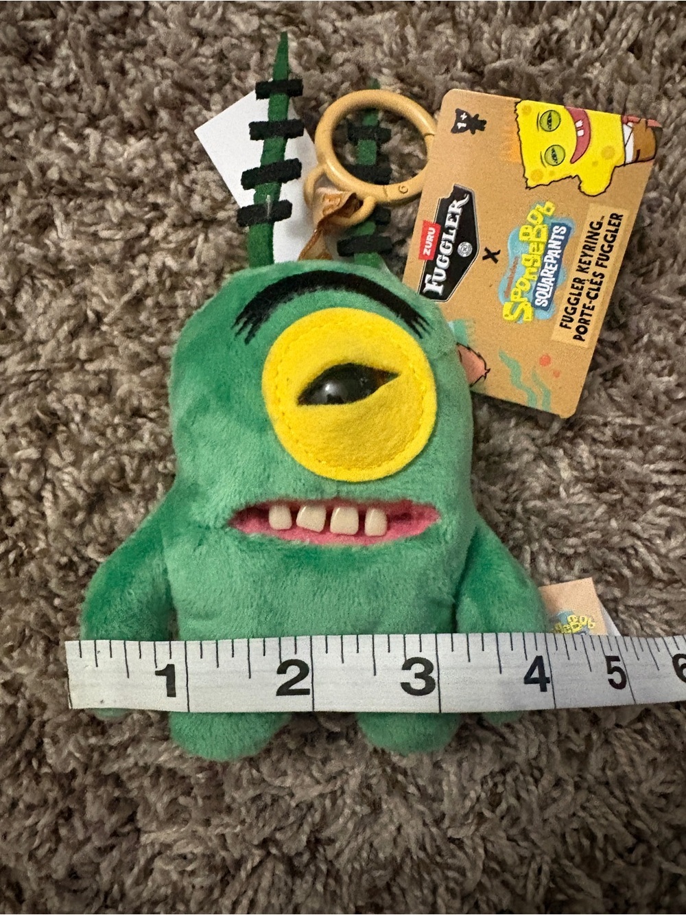 Fuggler x Spongebob Green One-Eyed Monster Plush Keychain - Picture 7 of 7